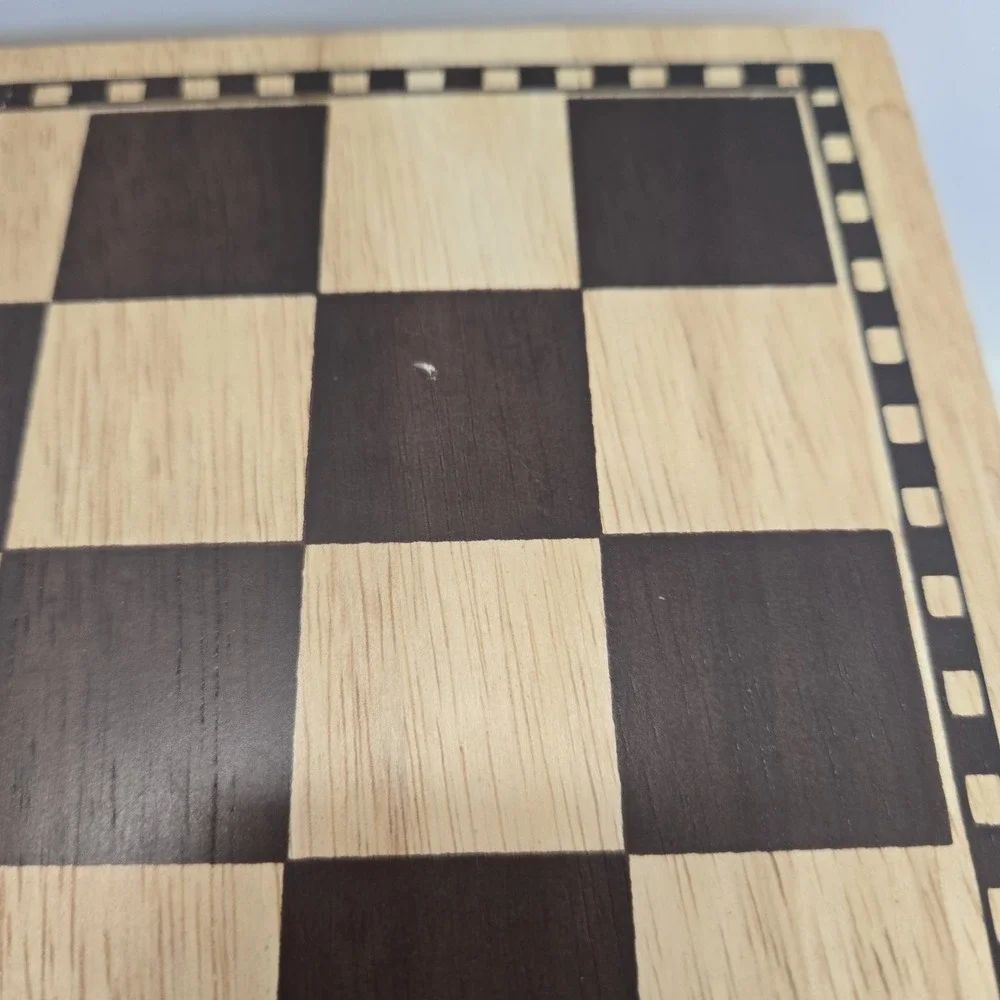 Vintage Unbranded Wooden Checker Board Footed Brown Off The Counter Lifted Tray